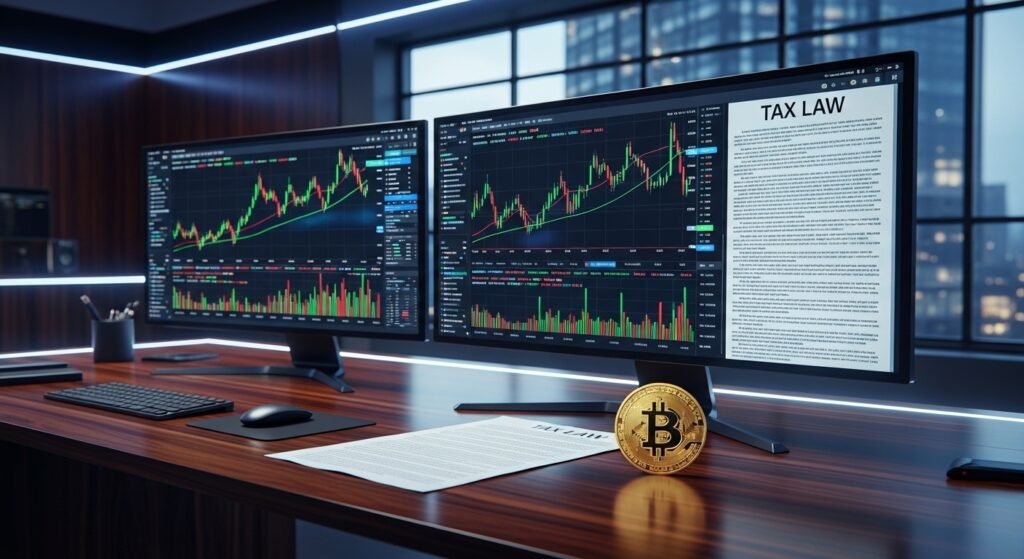 2026 암호화폐 과세 유예 결정에 따른 시장 상승 그래프와 세무 분석 대시보드